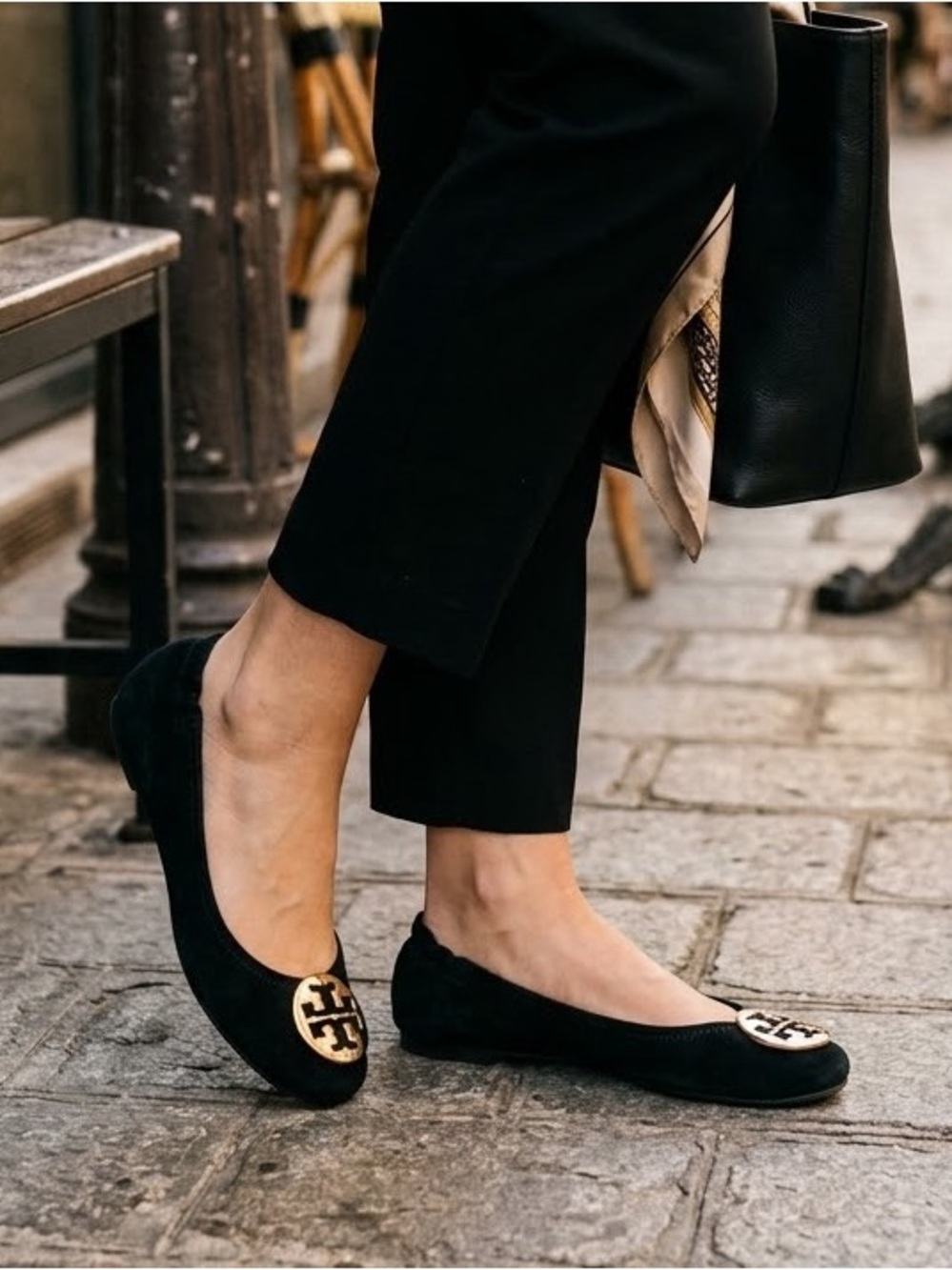 Tory Burch Black Suede Reva Ballets Shoes